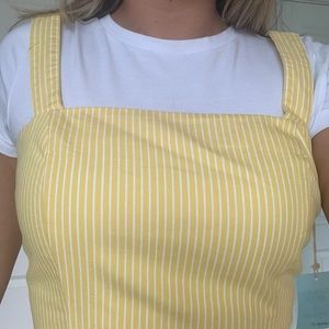 White and Yellow Pinafore Dress